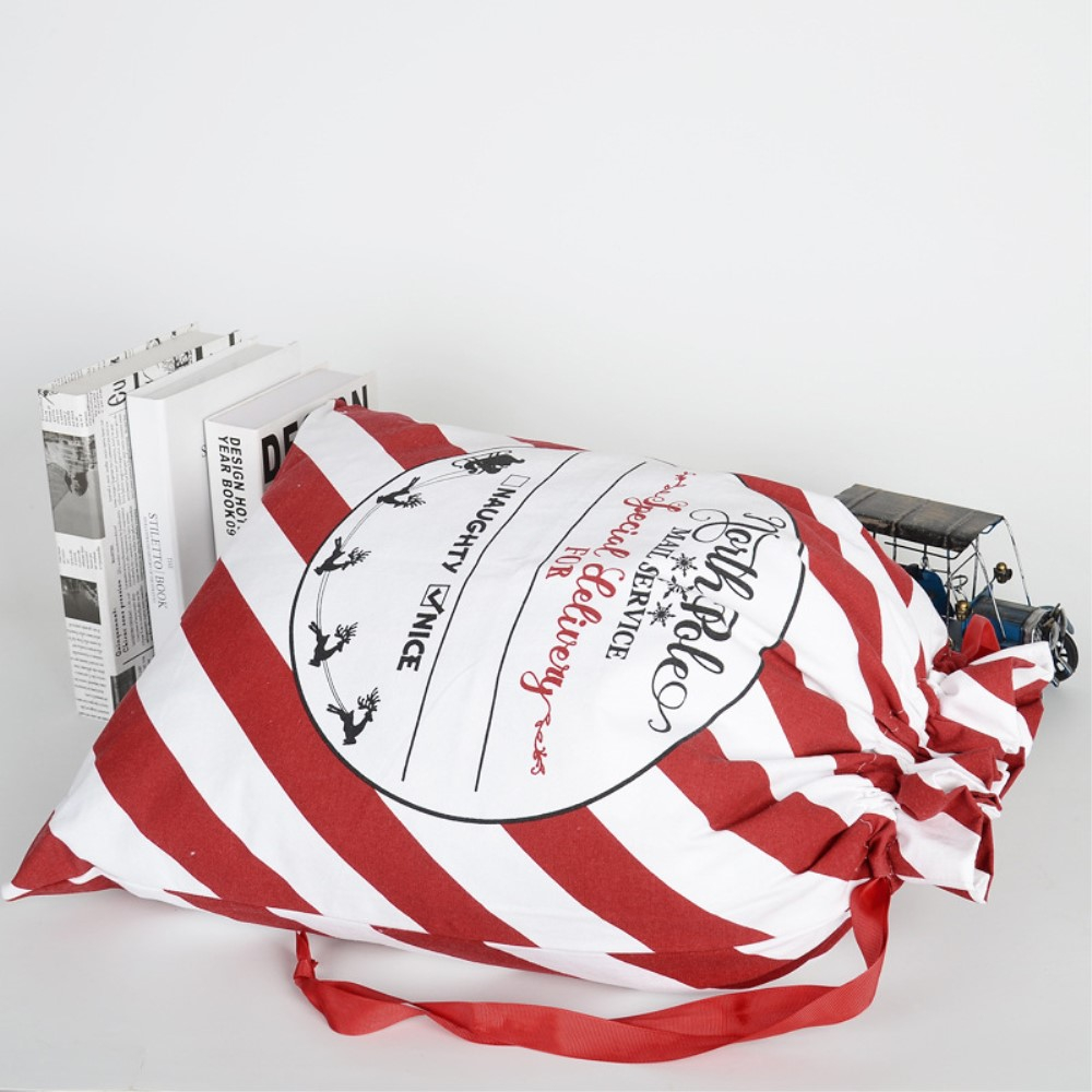 (62x45cm) Weihnachtsgeschenkbeutel Leinen Geschenktasche mit Kordelzug -  Style 1
