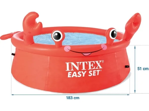 Intex Happy Crab Easy Set Pool, 880 L, Oppustelig pool, Rød, 3,75 kg