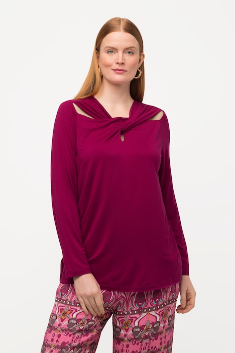 Shirt, drapierter Ausschnitt, Cut-Outs, 3/4-Arm