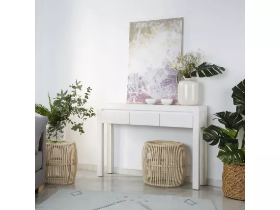 Meuble d'entrée en bois massif blanc 120x85