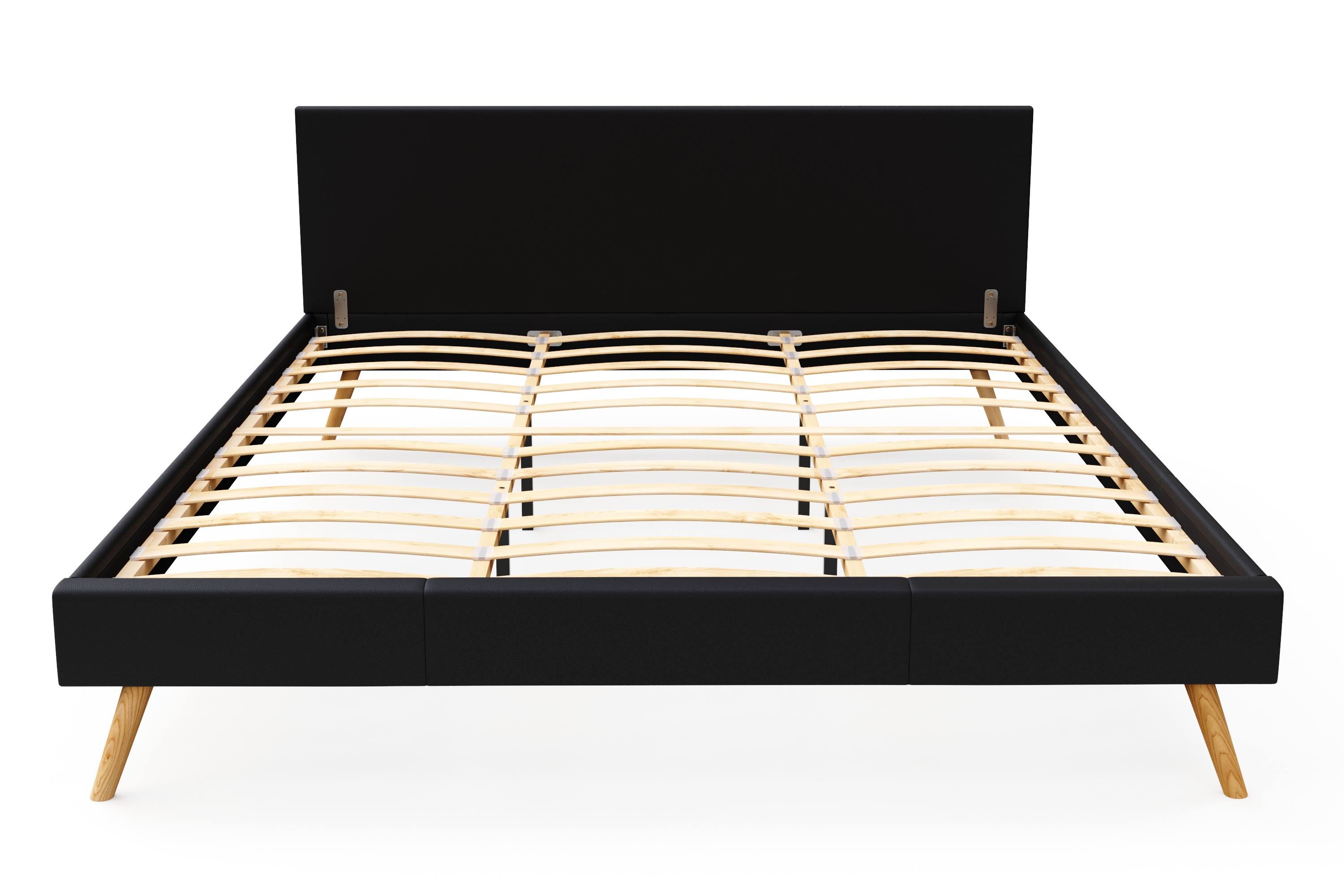 Lederbett ELVAR 180 x 200 cm schwarz