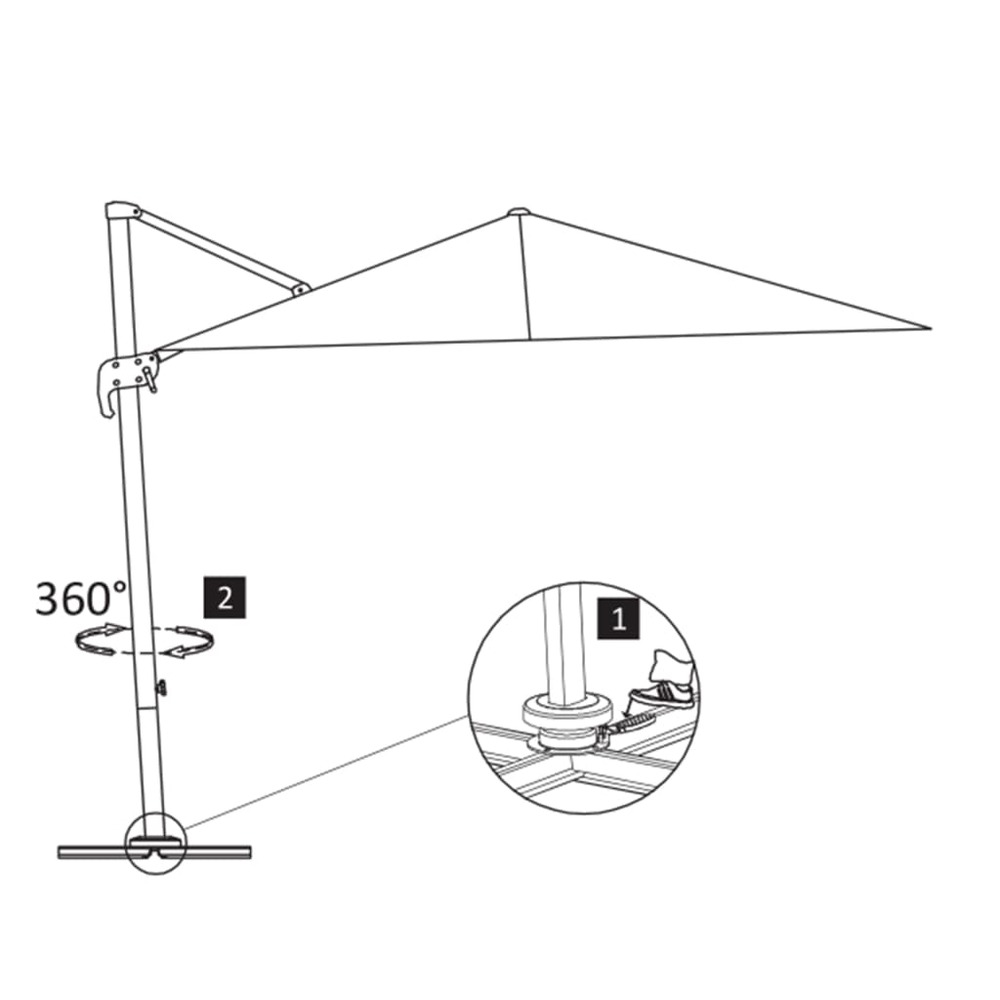Parasol meuble de jardin en porte-à-faux mât en aluminium 300 x 300 cm anthracite