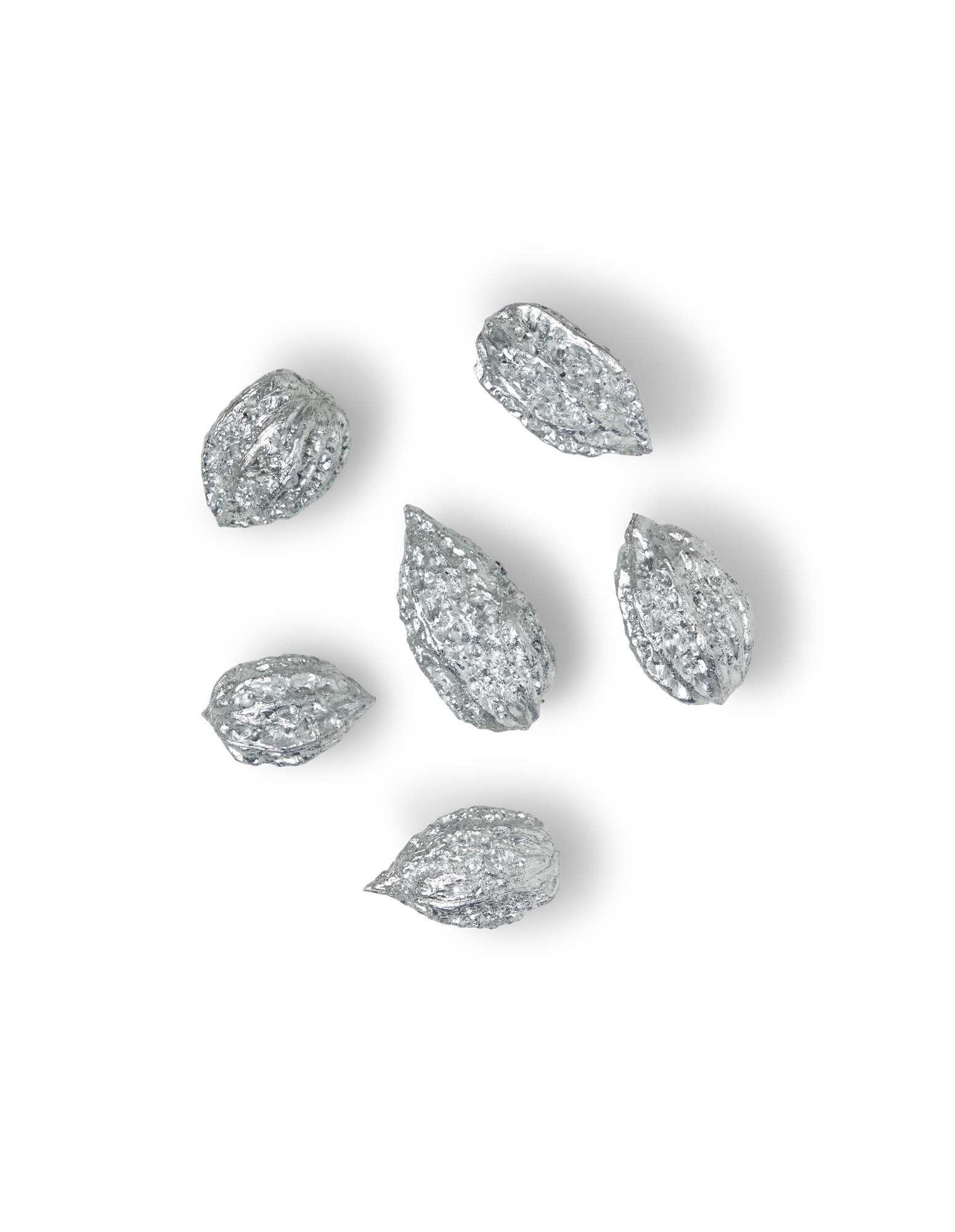 Dekorative valnødder | Valnødder. 6 stk. | Silver Grey