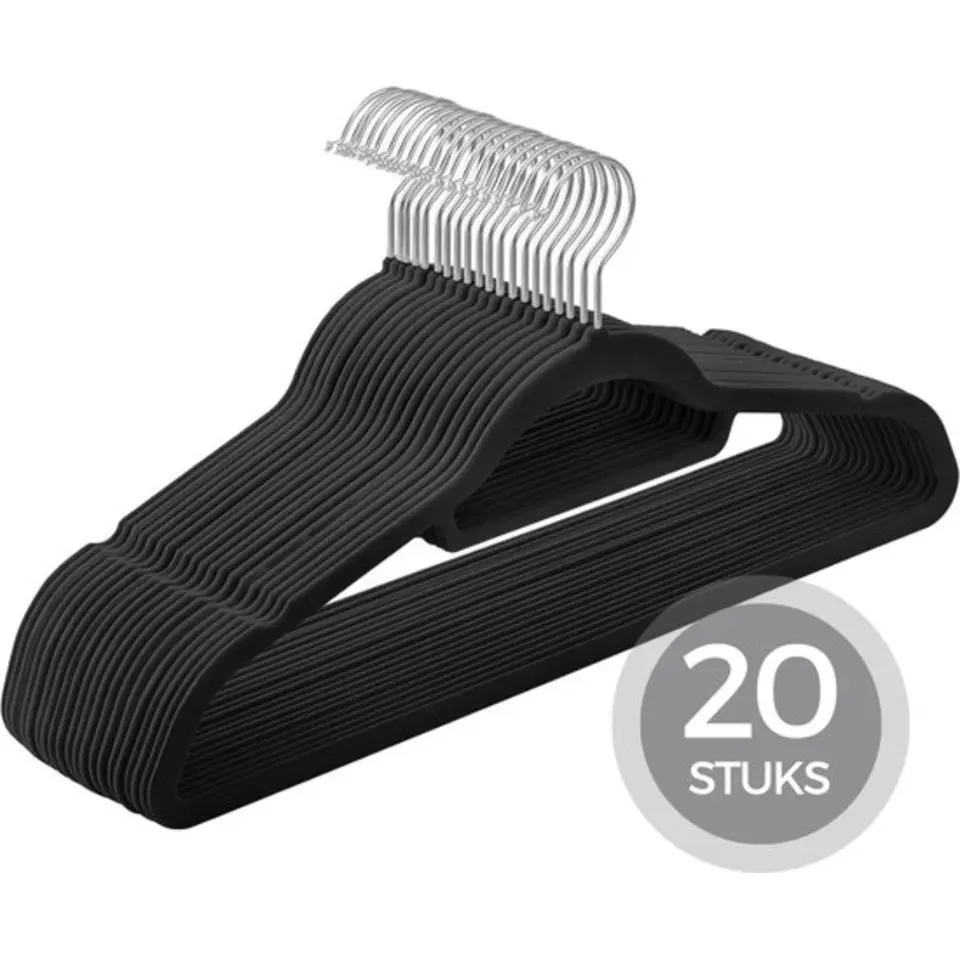 O'DADDY Fluwelen Kledinghangers - 20 Stuks - Antislip - Zwart