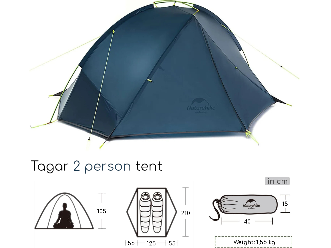 Naturehike Tagar 2-persoons tent - Blue