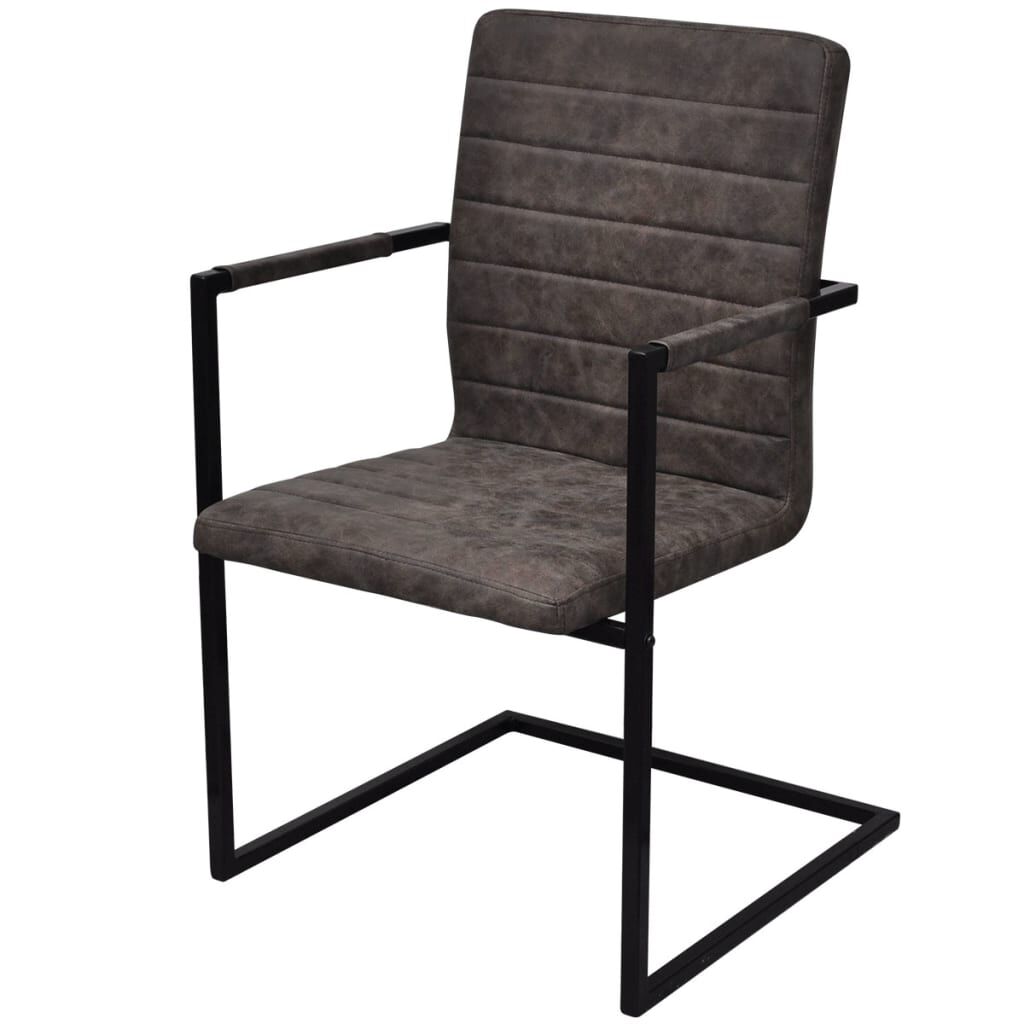 vidaXL Cantilever eetkamerstoelen, set van 2, bruin, kunstleer