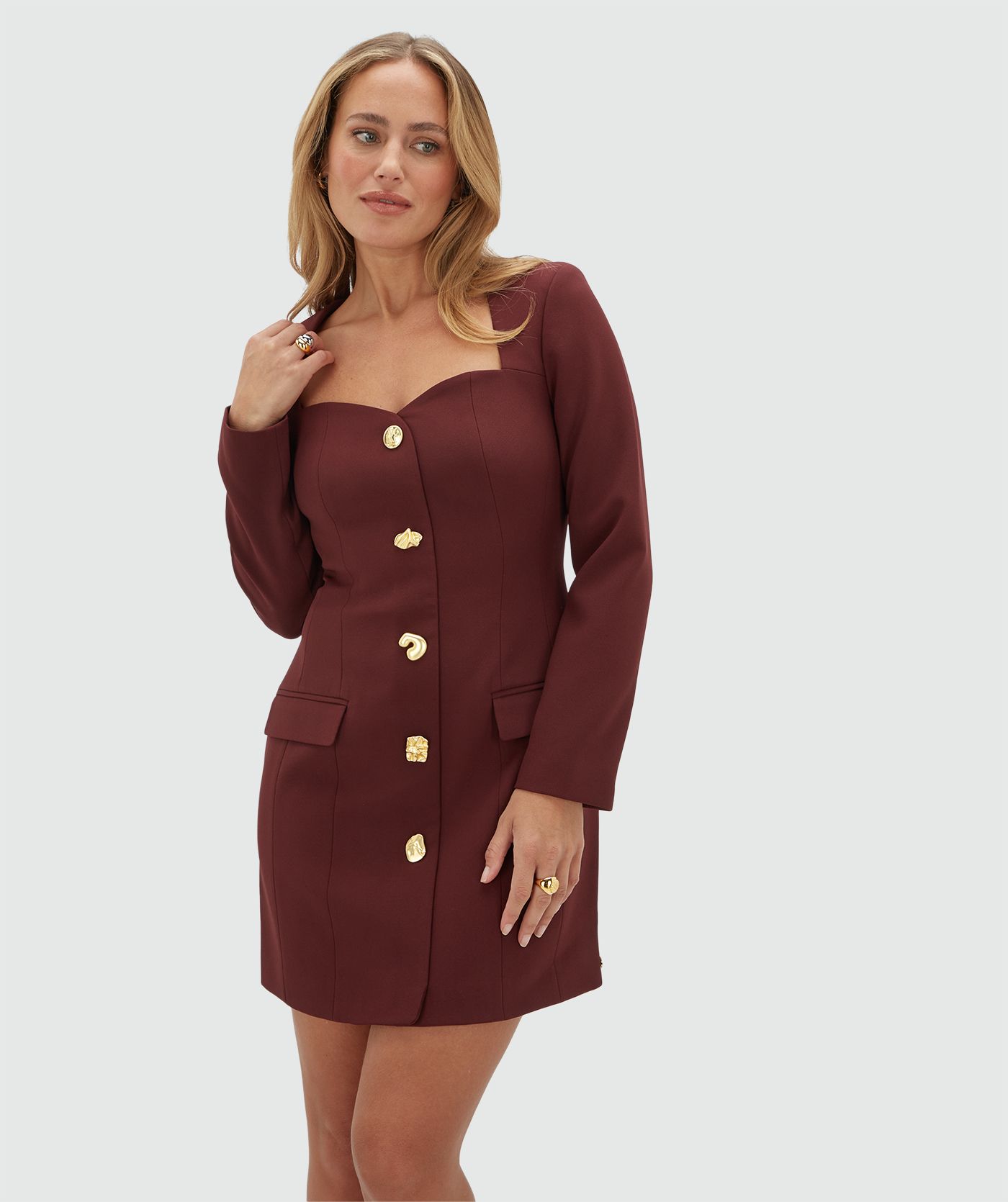 JV-ELY fitted jurk  - burgundy