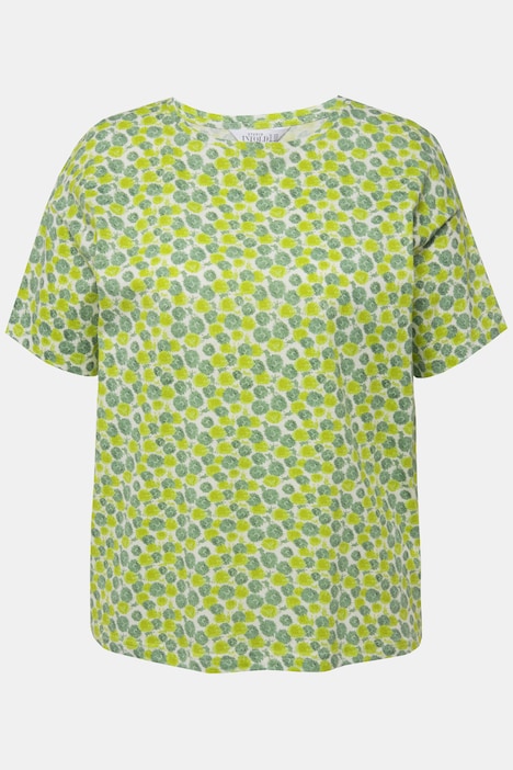 T-Shirt, oversized, Flower Print, Rundhals, Halbarm