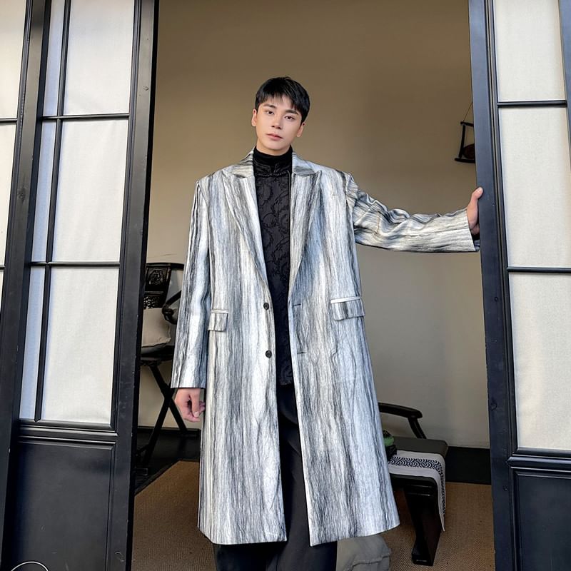 Orungeetun - Trenchcoat met lange mouwen en strepen