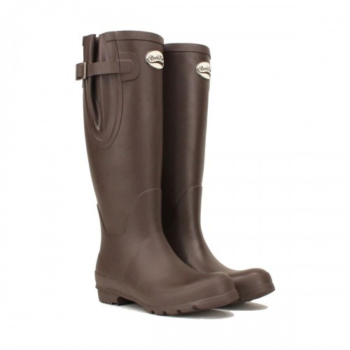 Botas de chuva femininas de cano alto na cor chocolate escuro