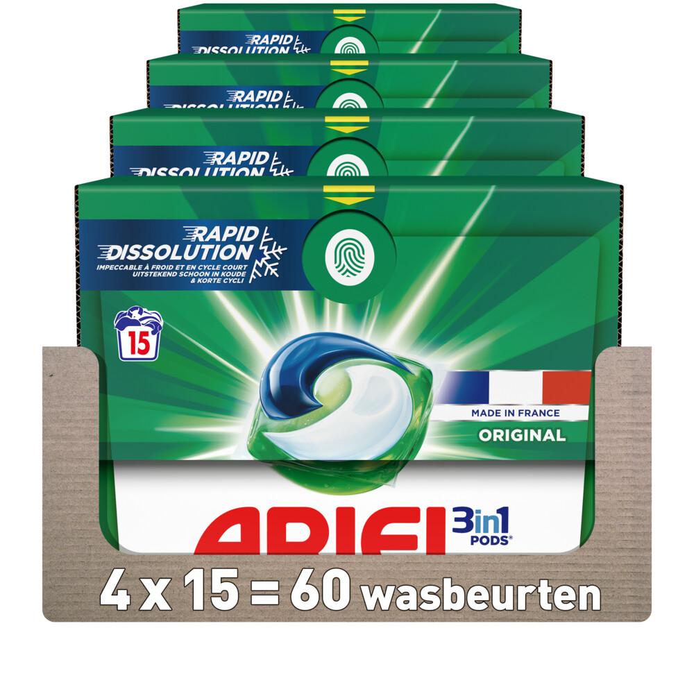 4x Ariel 3in1 Wasmiddel Pods Original15 stuks
