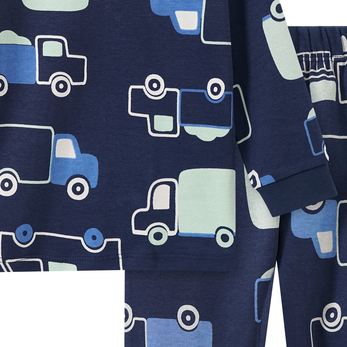 Topomini Baby Schlafanzug mit Auto-Motiven allover dunkelblau