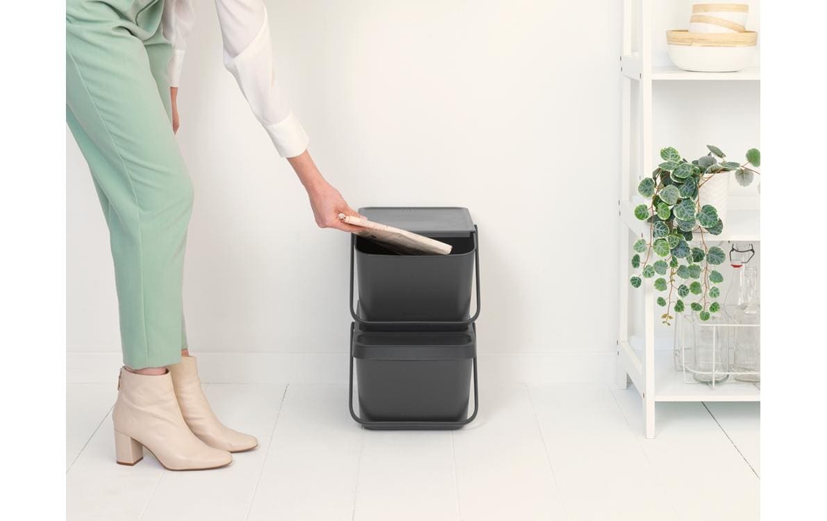 Recyclingbehälter Sort & Go 20 l, GrauMülleimer mit Deckel
