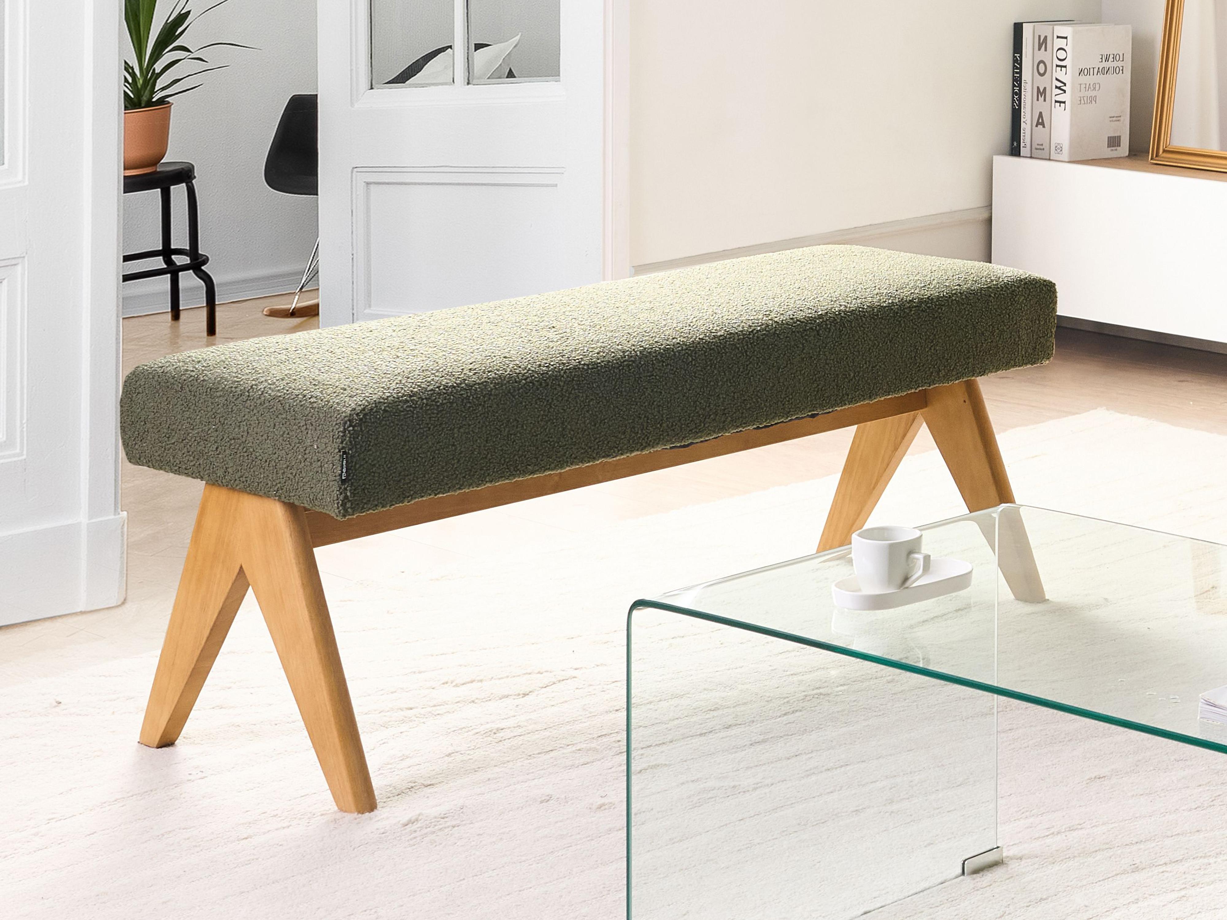 Bankje TAMRE Bouclé Groen/lichtbruin