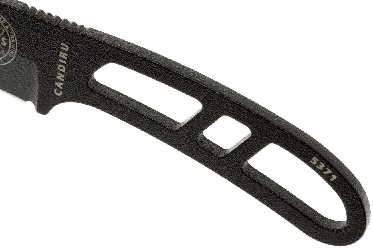 ESEE Candiru Black CAN-B nekmes met zwarte schede   riemclip