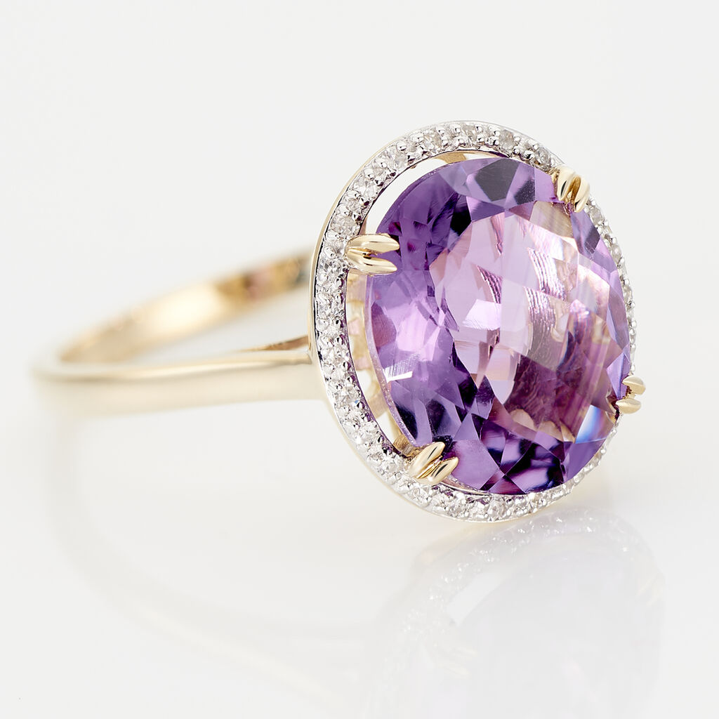 Bague Anna Or Jaune Amethyste Et Oxyde De Zirconium