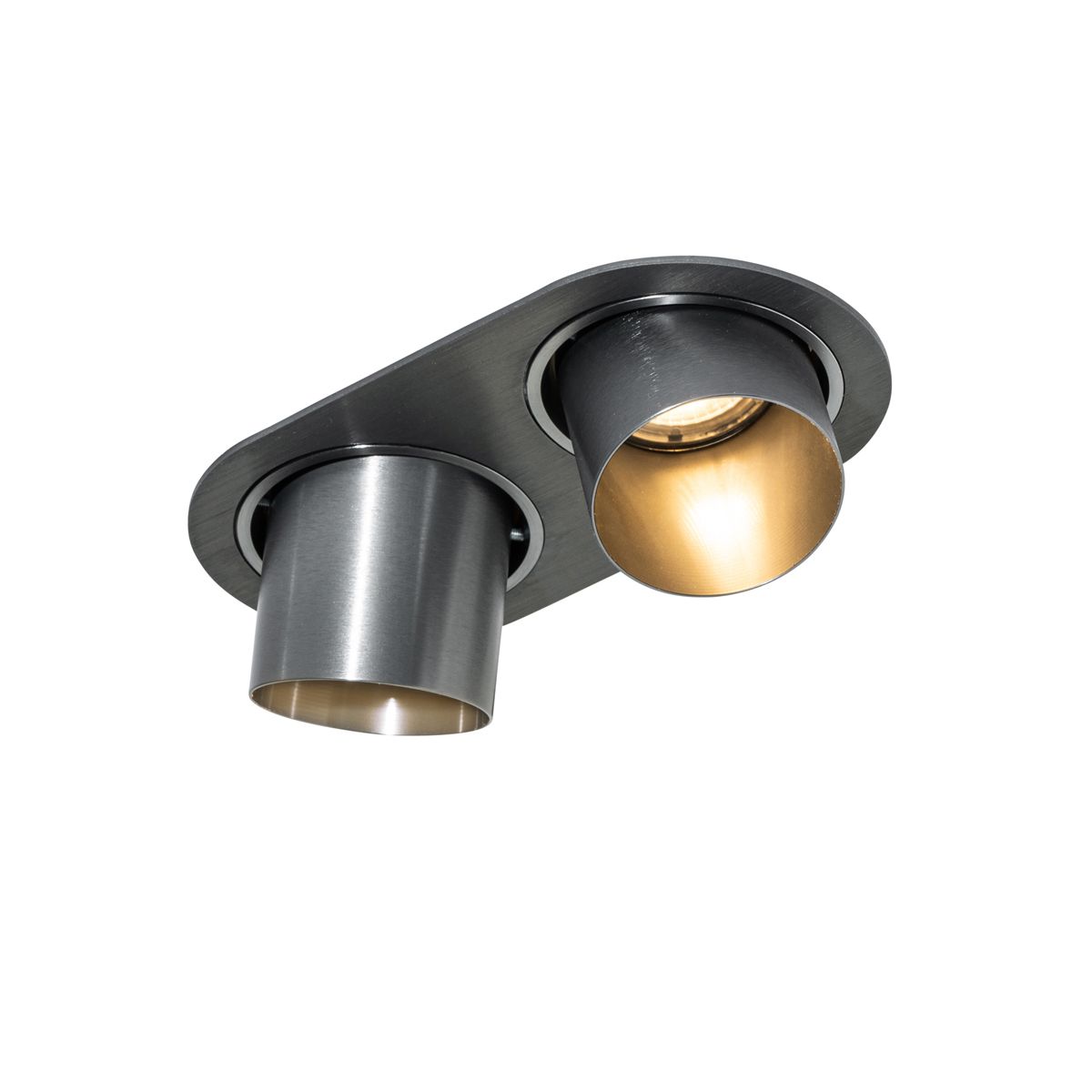Afgeronde inbouwspot gunmetal GU10 50mm 2-lichts - Installa
