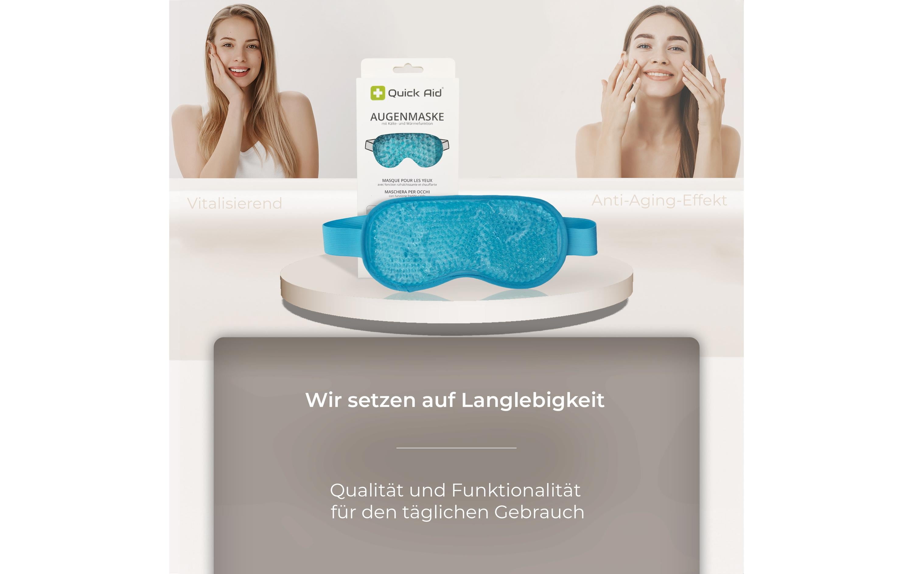 Augenmaske mit Kälte- und Wärmefunktion 1 StückAugenmaske mit Gel-Perlen und Vlies