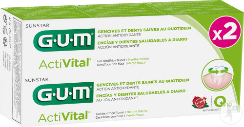 Gum Activital Gel Dentifrice Arôme Menthe 2x75ml