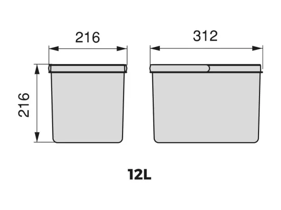 Bacs de tri pour tiroir de cuisine Recycle 1 bac de 12 litres