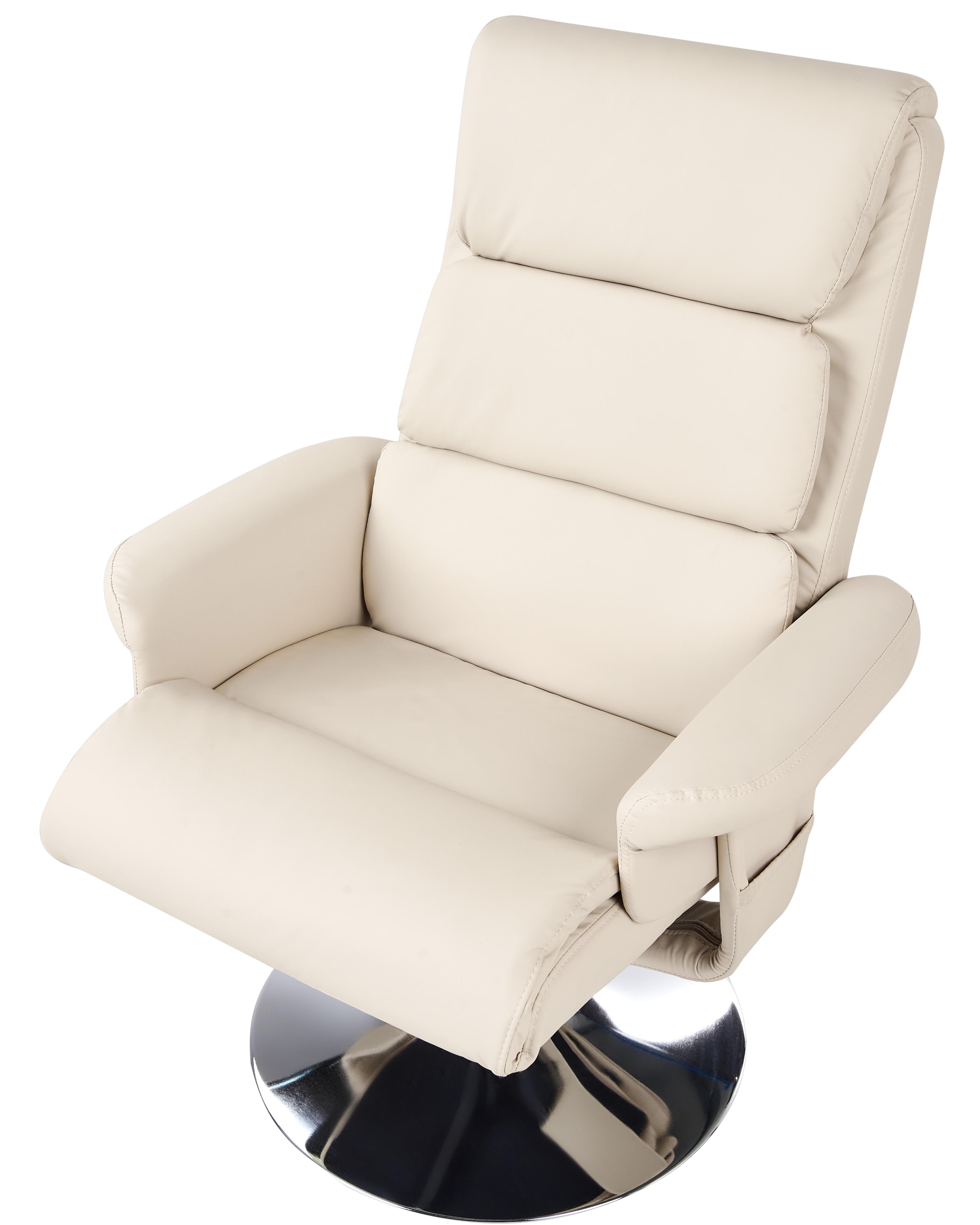 Massagestoel LEGEND met voetenbank Kunstleer Lichtbeige