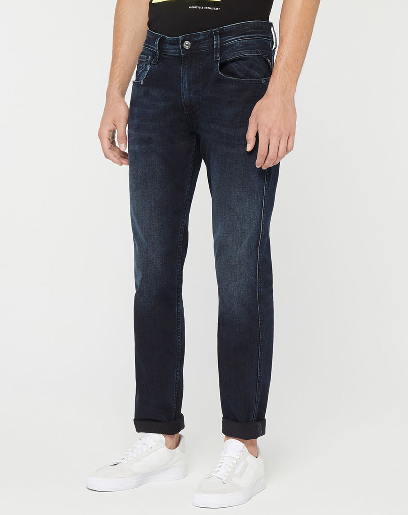 Replay Jean Slim en Coton Bio 573 Anbass bleu foncé