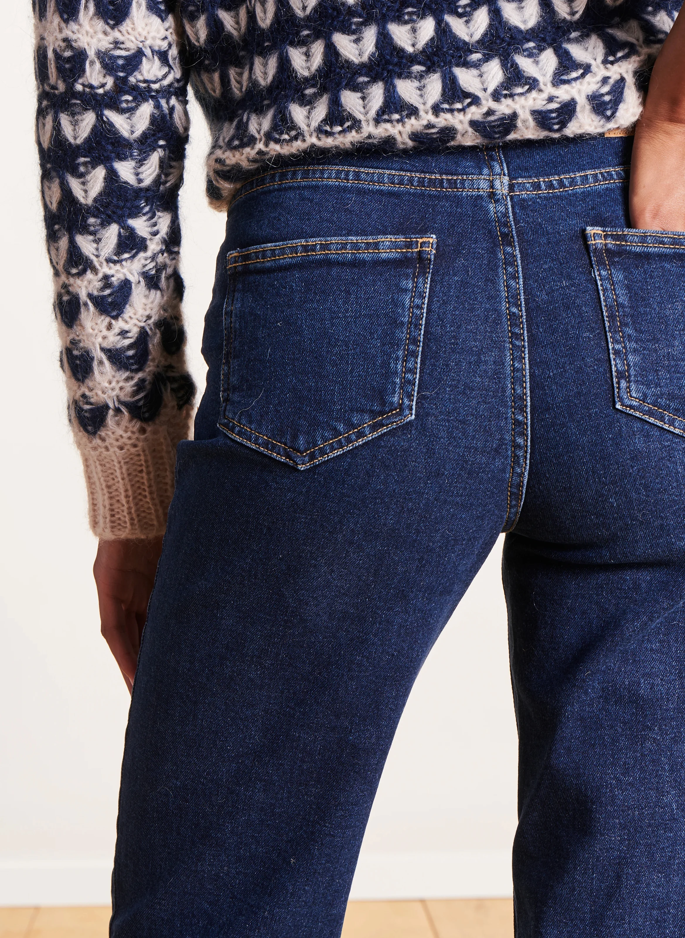 Jean droit en coton mélangé | Bleu