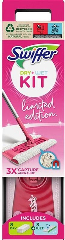 Swiffer - Vloerwisser - Roze - Startersset - 8 Dry navullingen + 3 Wet navullingen - Limited Edition
