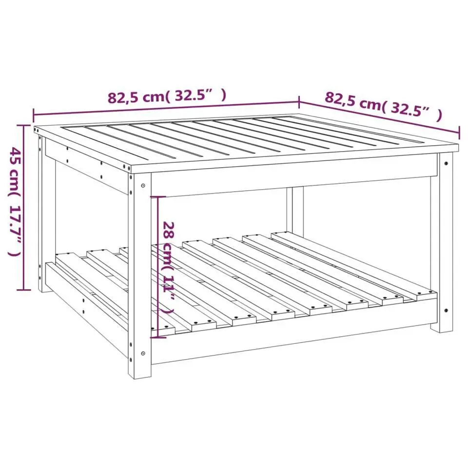 vidaXL - Tuintafel met opbergruimte - Grijs - Grenenhout - 82,5x82,5x45 cm