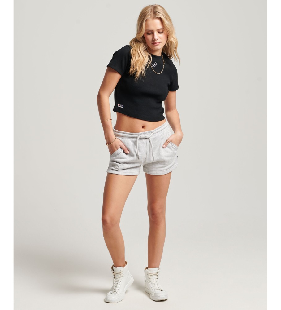Shorts de malha cinza com logo bordado vintage da Superdry
