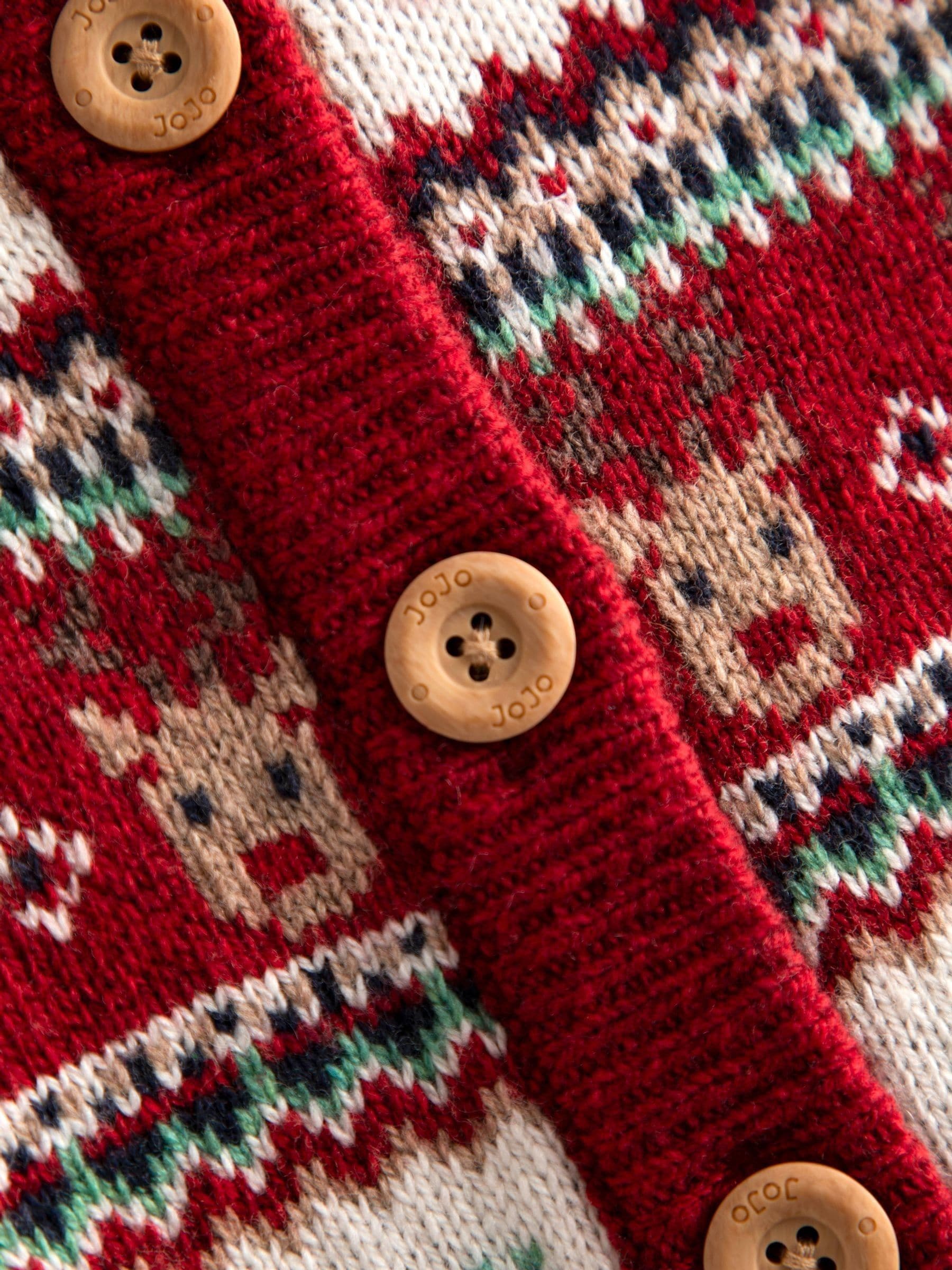JoJo Maman Bébé Kerstmis rucheschouder fairisle Vest