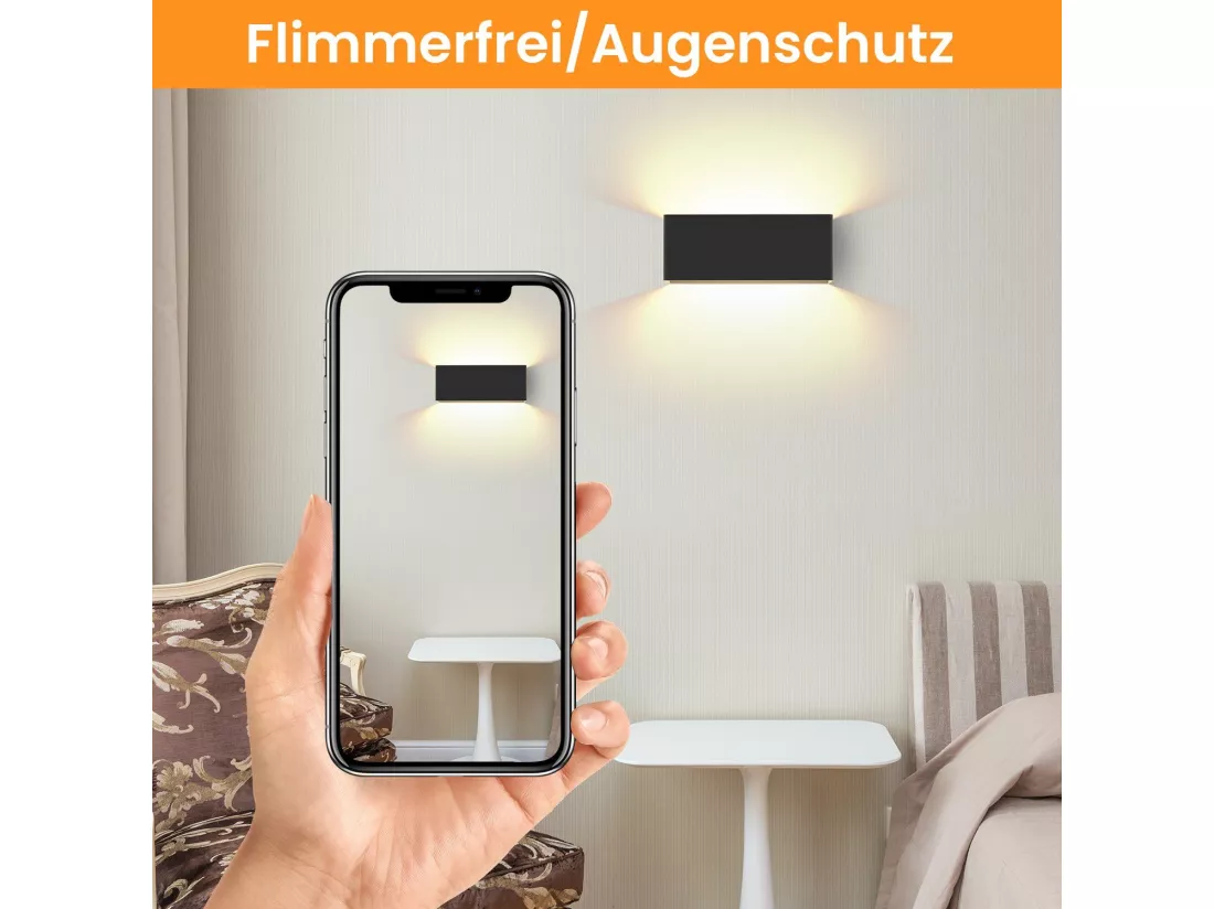 NETTLIFE LED Applique murale intérieure - Eclairage mural noir 5W Spot mural Up Down Lampe d'escalier Faisceau réglable 3000K Blanc chaud