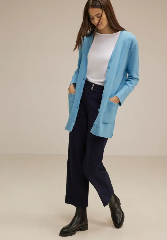 Long Cardigan - light aquamarine blue mel.