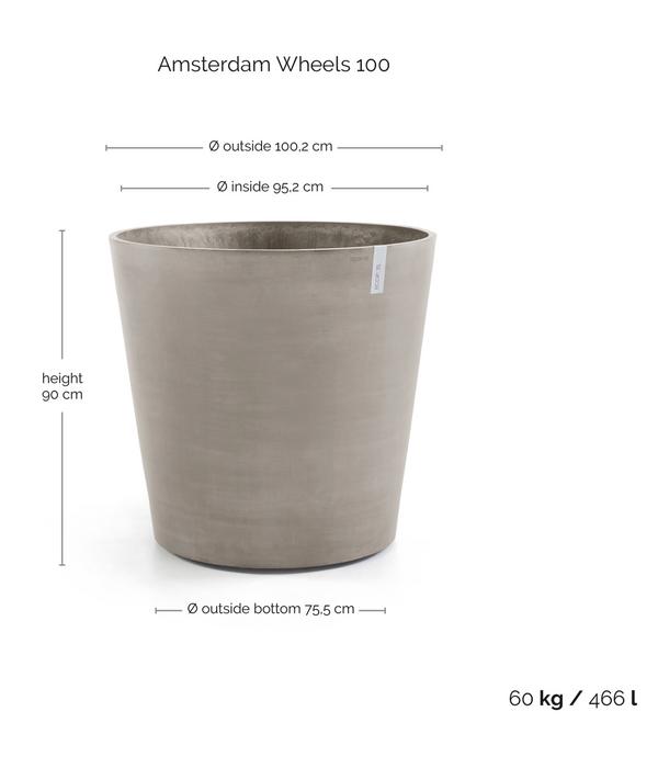 Ecopots Kunststoff-Topf Amsterdam mit Rollen,