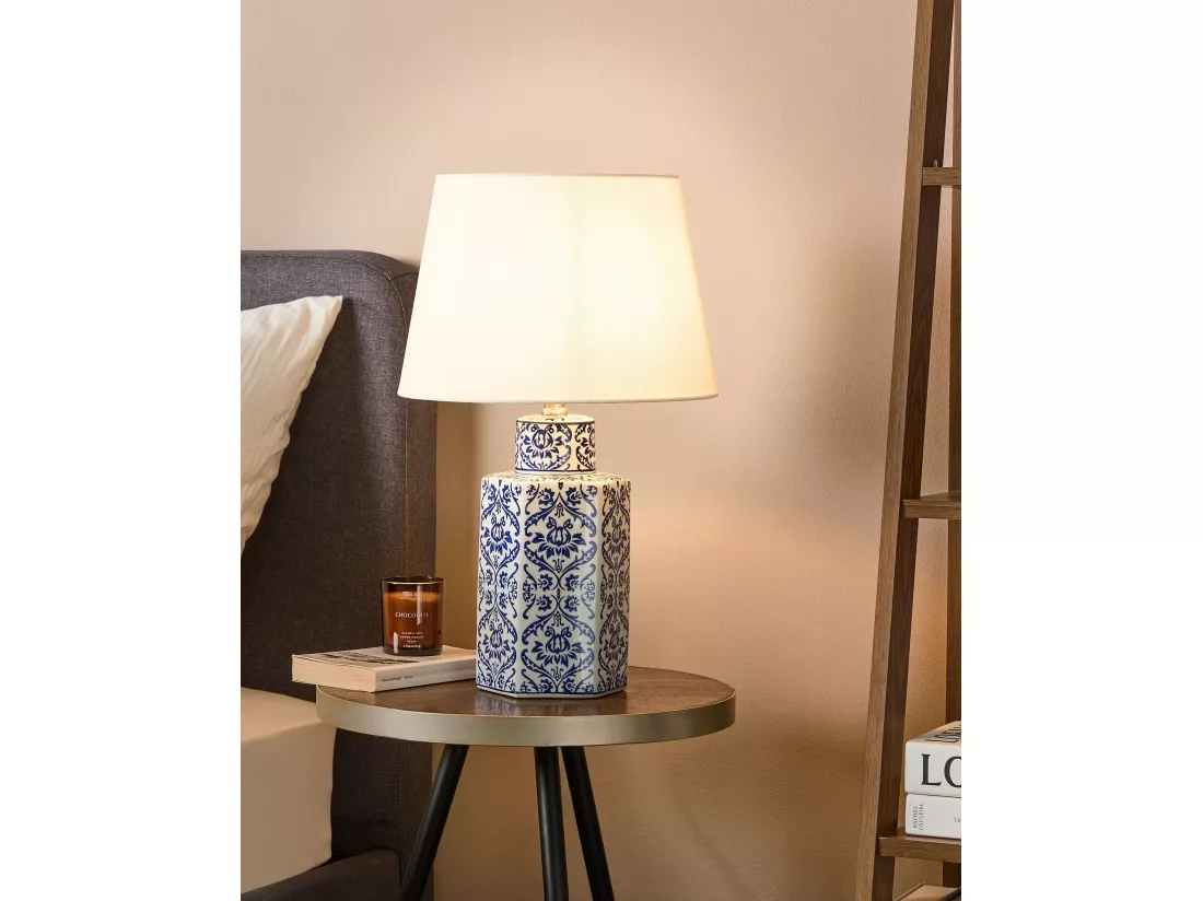 Lampe à poser MARCELIN Porcelaine Bleu