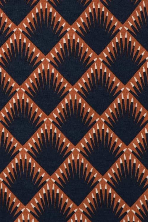 Surkana Gracie perkins midi jurk in bruin en donkerblauw