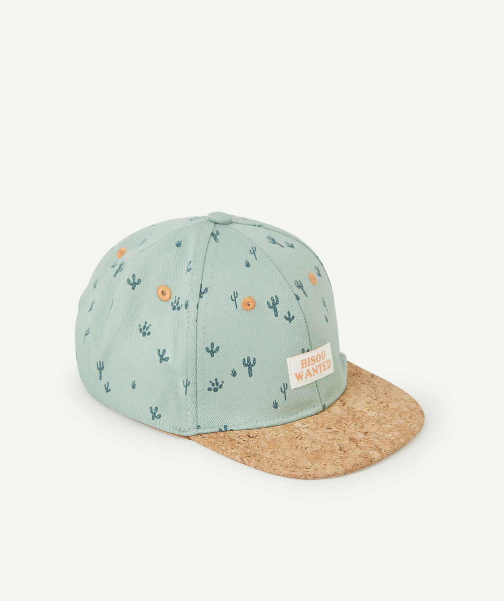 CASQUETTE GARÇON VERT AVEC CACTUS ET VISIÈRE EFFET LIÈGE