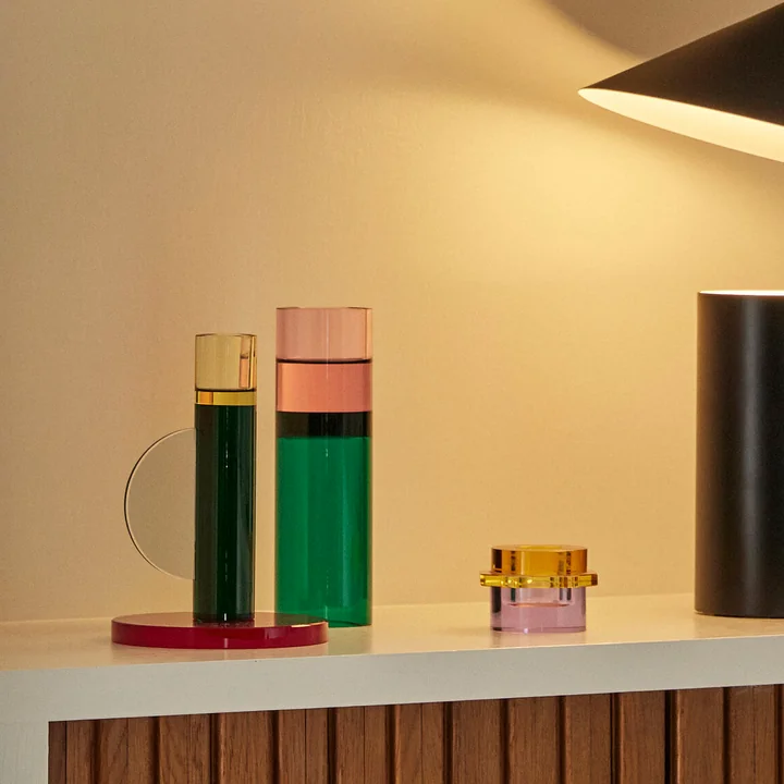 Hübsch Interior - Kristall Teelichthalter / Vase, braun / gelb