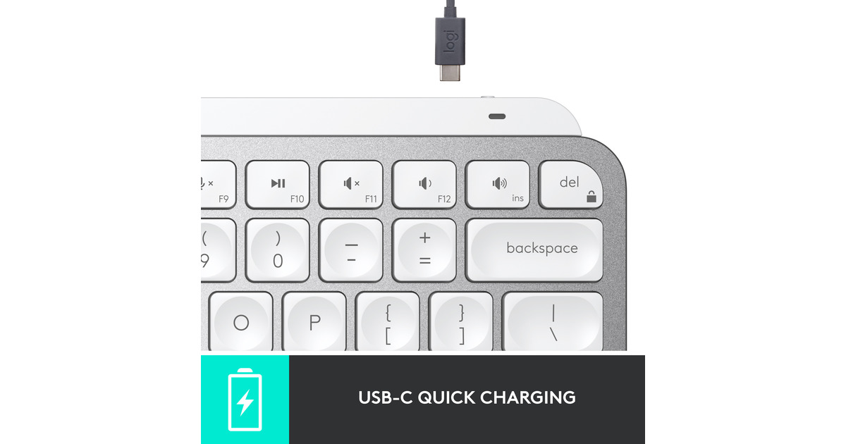 LogitechMX Keys Mini Minimalist Wireless Illuminated Keyboard, toetsenbord  (Lichtgrijs, US-International, Bluetooth)
