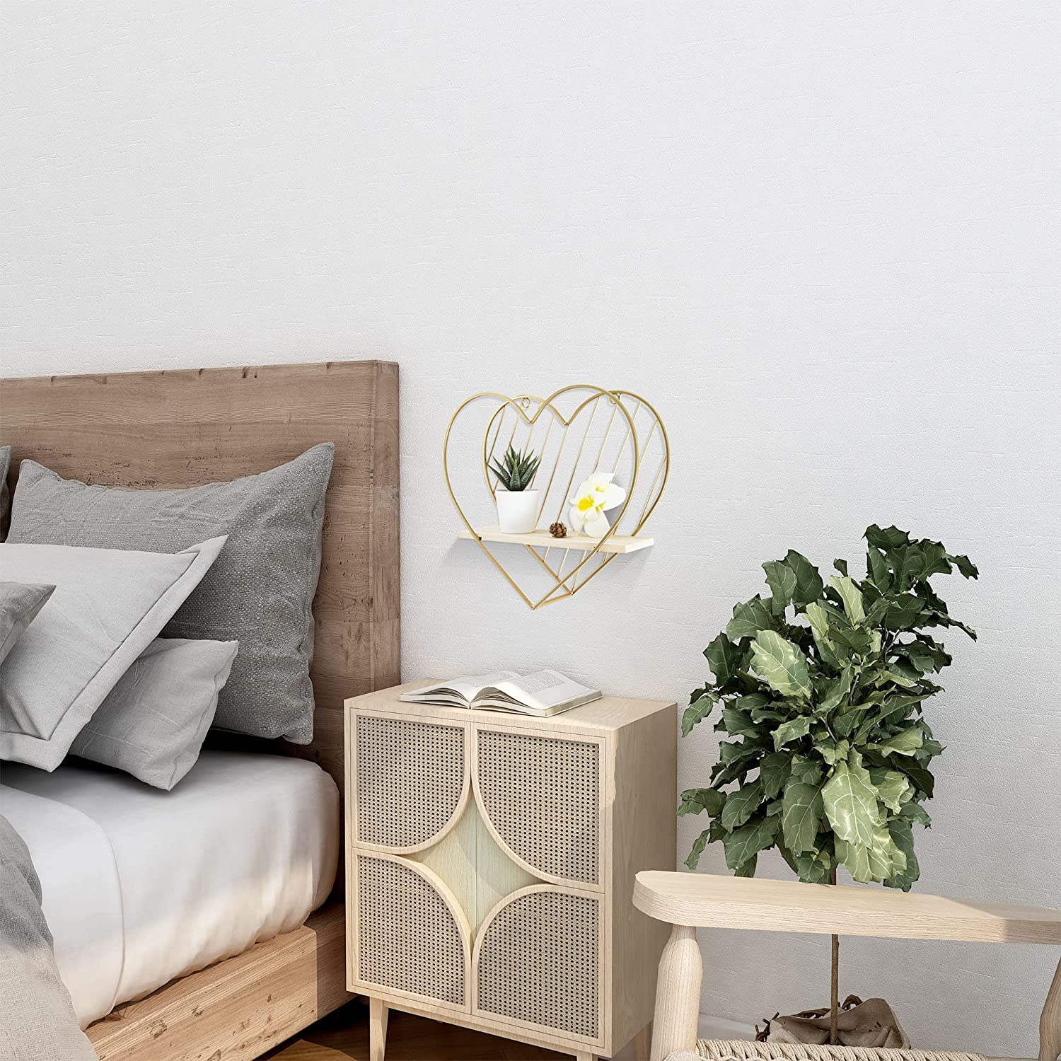 Metall Wandregal Home Deko Herz Schwebe Regal - Gold