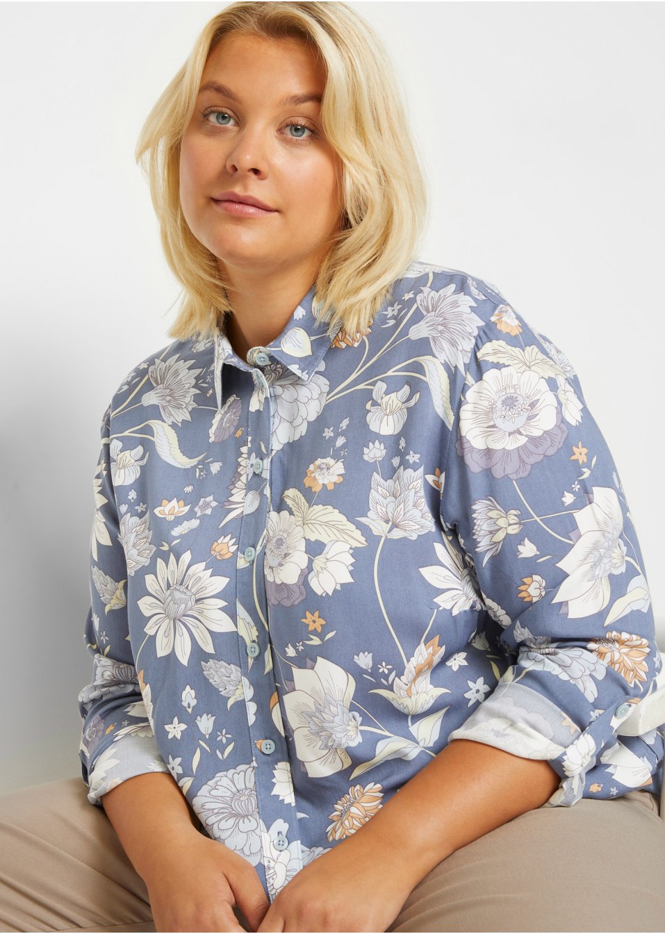 Blouse longue en viscose, à fleurs
