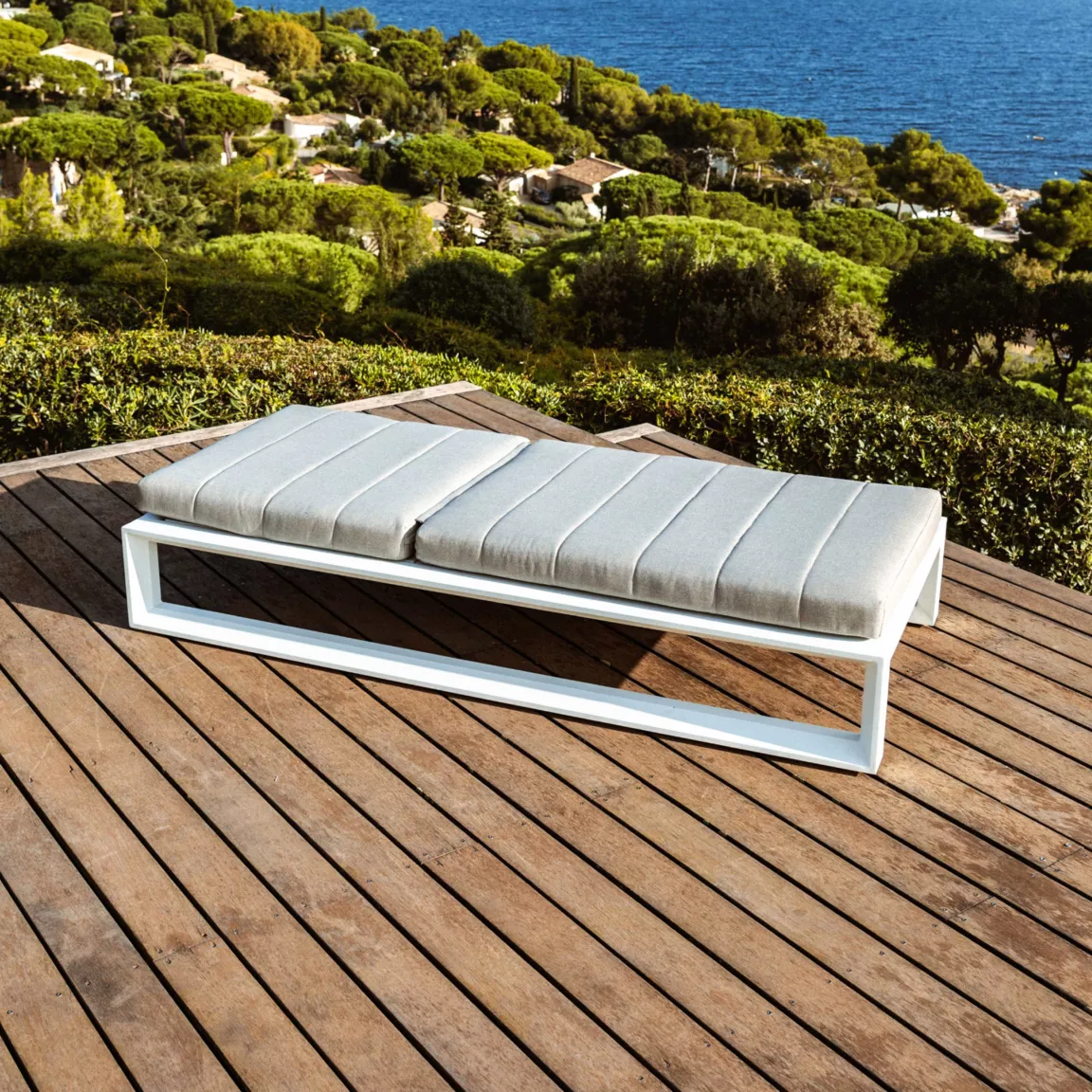 Transat en aluminium Elba Blanc et taupe