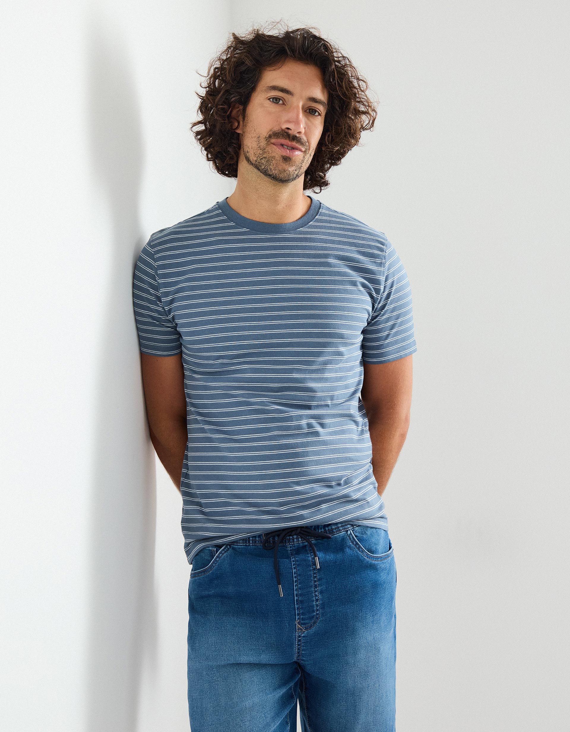 T-shirt Riscas, Homem, Azul