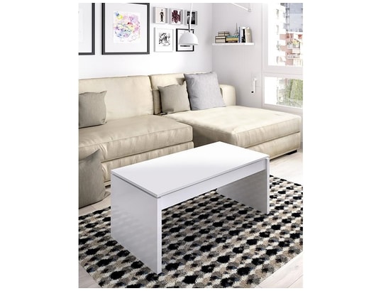 VENTE-UNIQUE - Table basse bastian - plateau relevable - coloris blanc