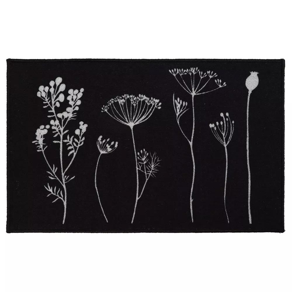 NO MARK Tapis Imprimé Noir Luance 50x80cm Herbier