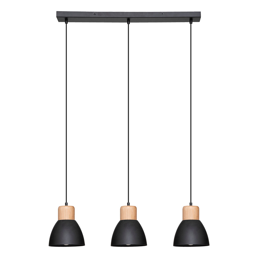 Luminaire 3 suspensions DESY métal noir 64x100cm