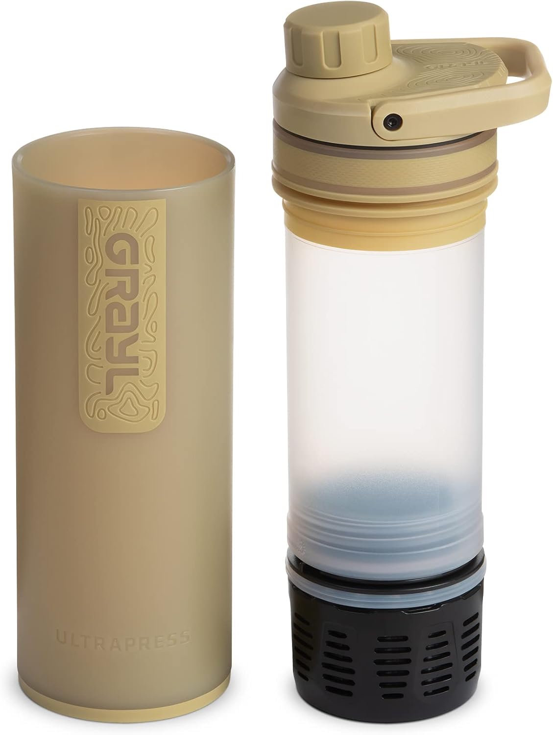 GRAYL UltraPress 16,9 oz Wasserreiniger & Filterflasche für Wandern, Rucksackreisen, Survival, Reisen (Desert Tan)