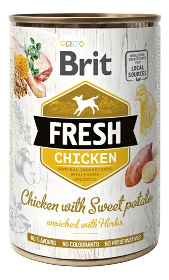 Brit Fresh vådfoder kylling m. sweet potato - 400 g.