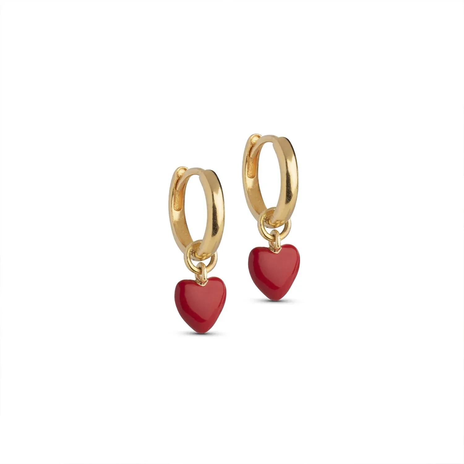 Enamel Amore Øreringe 18 kt. Forgyldt Sølv E376G/Red