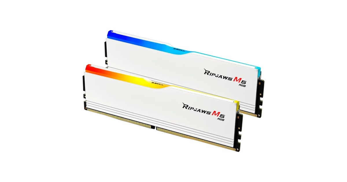 G.Skill64 GB DDR5-5200 Kit werkgeheugen  (Wit, F5-5200J4040A32GX2-RM5RW, Ripjaws M5 RGB, XMP)
